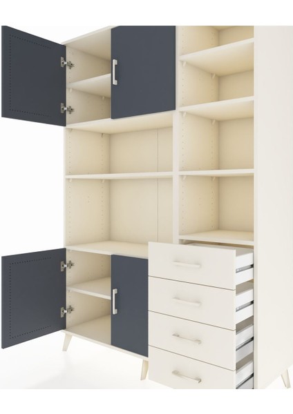 Hyperion Dolap 9 Raflı 4 Çekmeceli 4 Kapaklı 132X44X195 Aytaşı-Antrasit/aytaşı fırsatları