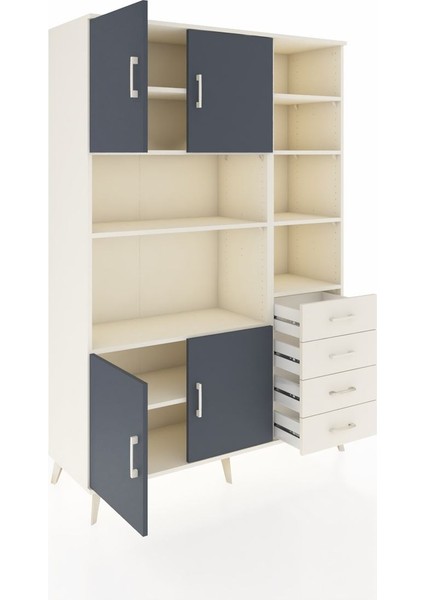 Hyperion Dolap 9 Raflı 4 Çekmeceli 4 Kapaklı 132X44X195 Aytaşı-Antrasit/aytaşı indirimleri