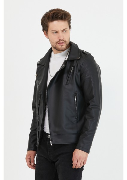 Erkek Yeni Sezon Çapraz Fermuarlı Deri Ceket Mont indirimleri