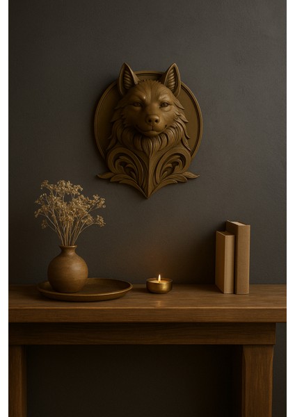 Dekoratif Bozkurt Gold Hediyelik Ofis Ev Dekoru 20 cm