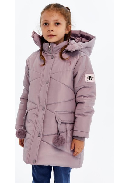 Kapüşonlu Kışlık Ponpon Detaylı Kız Çocuk Kaban 51354 modelleri