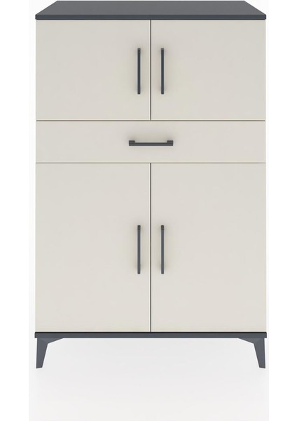 Hyperion Dolap 2 Raflı Tek Çekmeceli 4 Kapaklı 88X44X134 Antrasit-Aytaşı