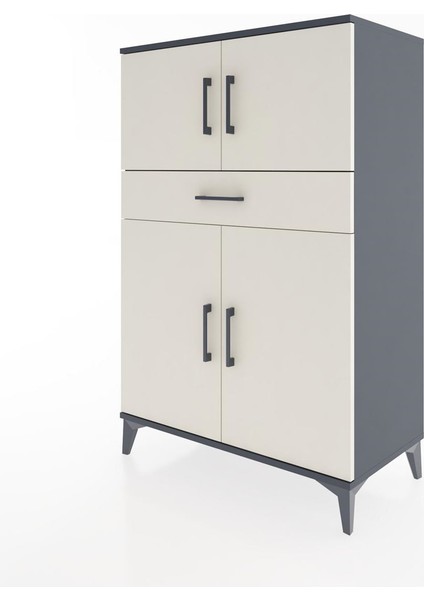 Hyperion Dolap 2 Raflı Tek Çekmeceli 4 Kapaklı 88X44X134 Antrasit-Aytaşı modelleri