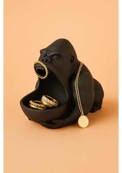 3D Reçine Goril Figürlü Takı Organizer, Yüzük, Bileklik ve Kolye Sunumluk 16 x 14 cm fiyatları