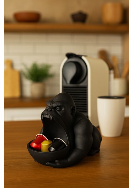 3D Reçine Goril Figürlü Takı Organizer, Yüzük, Bileklik ve Kolye Sunumluk 16 x 14 cm modelleri