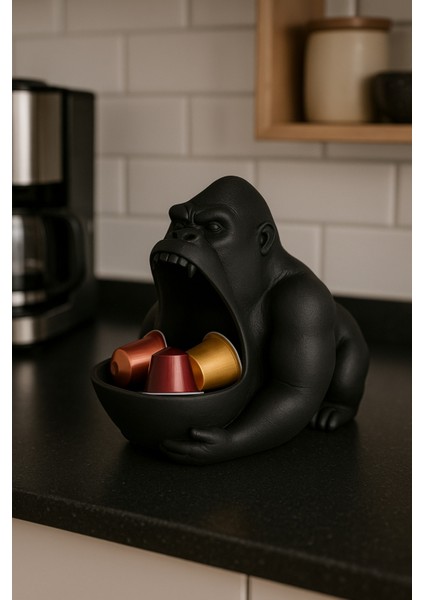 3D Reçine Goril Figürlü Takı Organizer, Yüzük, Bileklik ve Kolye Sunumluk 16 x 14 cm