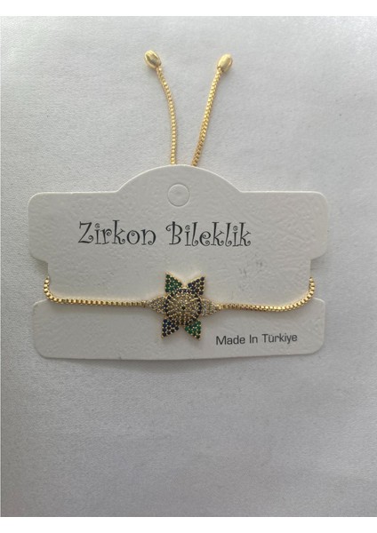 Çiçekli Nazar Boncuklu Parlak Taşlı Ayarlanabilir Bileklik fiyatları