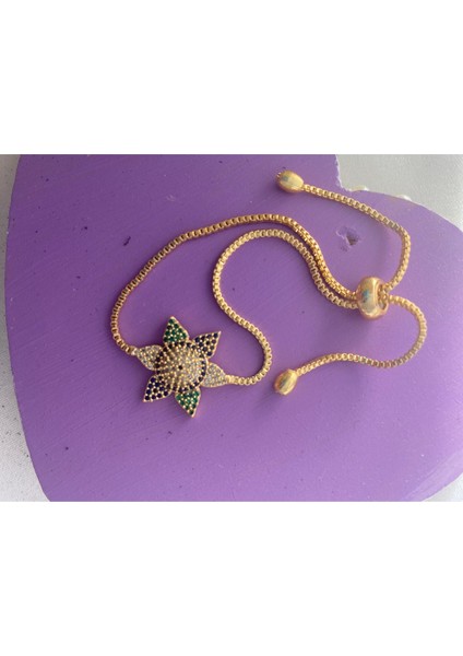 Çiçekli Nazar Boncuklu Parlak Taşlı Ayarlanabilir Bileklik modelleri