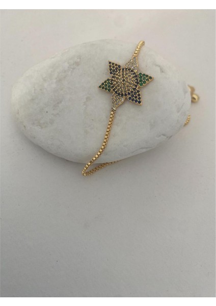 Çiçekli Nazar Boncuklu Parlak Taşlı Ayarlanabilir Bileklik indirimleri