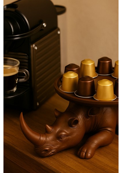 Dekoratif Gergedan Sunumluk Çok Amaçlı Pratik Ev Gereçleri Kahve (Vegan Üretim) modelleri