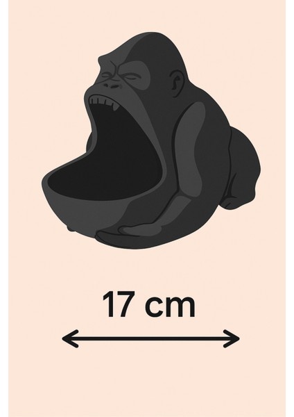 3D Reçine Goril Figürlü Takı Organizer, Yüzük, Bileklik ve Kolye Sunumluk 16 x 14 cm