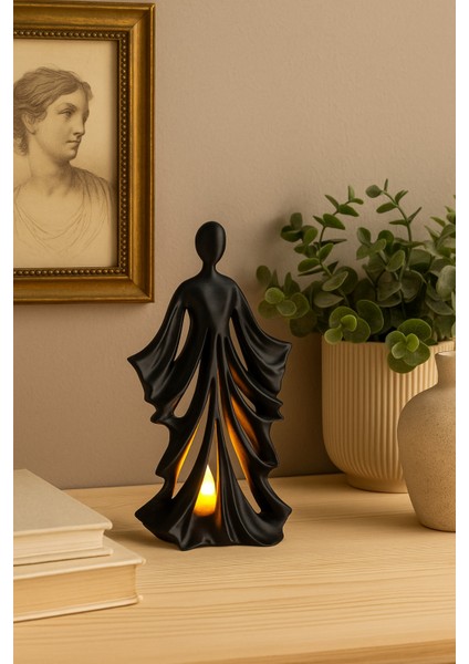 Kadın Figürlü Dekoratif Mumluk, Güç ve Zarafeti Simgeleyen Bohem Tasarım, Reçine, Ev Ofis Dekoru modelleri