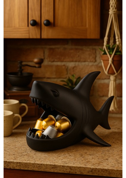 Köpekbalığı Organizer ve Sunumluk Takı, Kahve Kapsülü, Lokumluk, Masa Üstü Düzenleyici