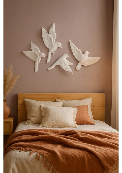 4’lü 3D Kuş Duvar Dekoru Dekoratif Reçine Dekor Modern, Bohem Duvar Dekoru Ev, Ofis Süsleme modelleri