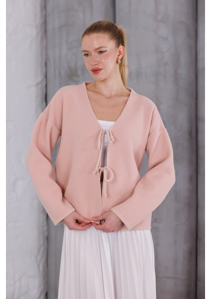 Bağlama Detaylı Dokulu Triko Hırka modelleri