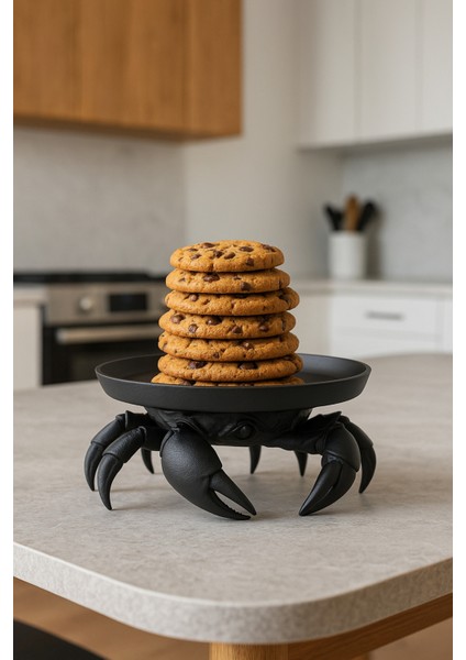 Dekoratif Yengeç Figürü Siyah Pratik Ev Gereçleri Çok Amaçlı Sunum Tabak 16 x 16 cm indirimleri
