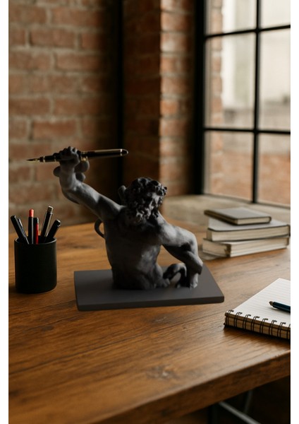 3D Dekoratif Antik Kalem Tutucu Heykel Avangard Ofis Masaüstü Aksesuar, Sanatsal Hediyelik 14X14 cm