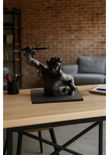 3D Dekoratif Antik Kalem Tutucu Heykel Avangard Ofis Masaüstü Aksesuar, Sanatsal Hediyelik 14X14 cm indirimleri