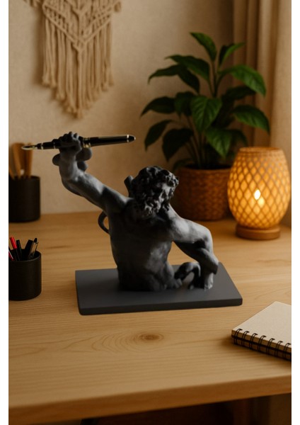 3D Dekoratif Antik Kalem Tutucu Heykel Avangard Ofis Masaüstü Aksesuar, Sanatsal Hediyelik 14X14 cm