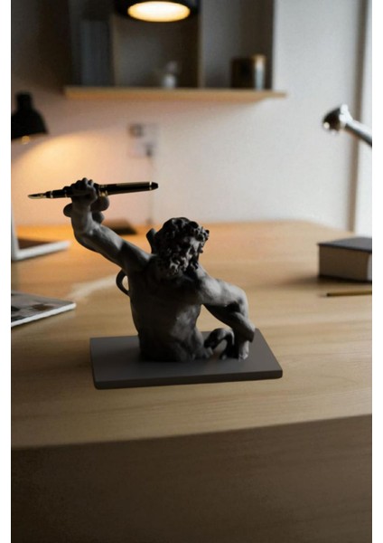 3D Dekoratif Antik Kalem Tutucu Heykel Avangard Ofis Masaüstü Aksesuar, Sanatsal Hediyelik 14X14 cm