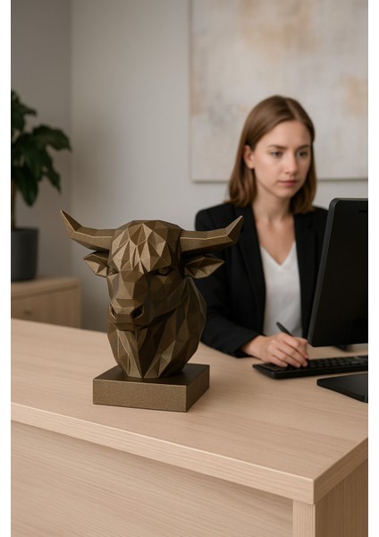 Dekoratif Büst Boğa Heykel Özel Tasarım 3D Hediye 12 x 16 cm indirimleri