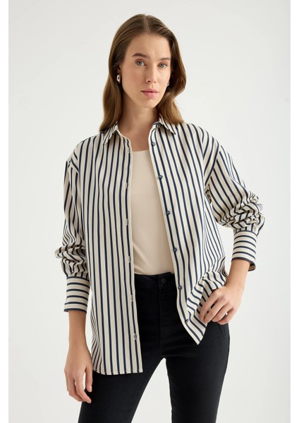 Lacivert Çizgili Gömlek