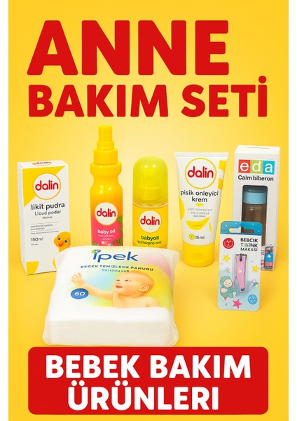 Bebek Bakım Seti 7li Yeni Doğum Çantası Için Hazır, Hassas Ciltlere Özel Tam Bakım Seti