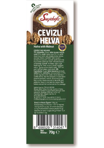 Yaz Helva Cevizli 70 G