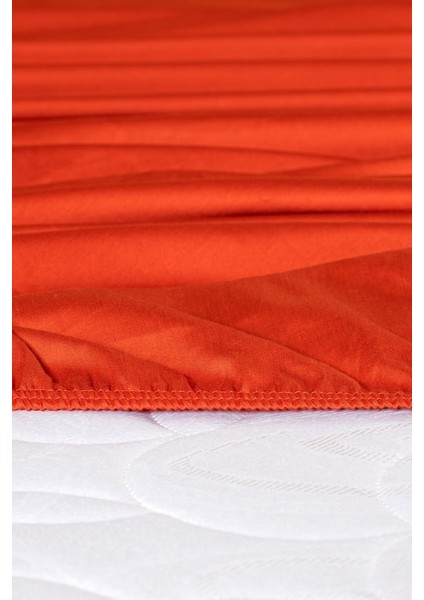 Yeni Sezon Ciel Çift Kişilik %100 Pamuk Lastikli Saten Çarşaf - Turuncu - Turuncu fiyatları