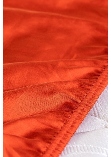 Yeni Sezon Ciel Çift Kişilik %100 Pamuk Lastikli Saten Çarşaf - Turuncu - Turuncu fırsatları