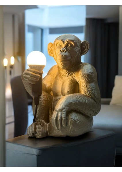 Bronz Renkli Maymun Tasarımlı Dekoratif Lamba ve Gece Lambası (Ampul Hediyedir) 35 x 30 cm fırsatları