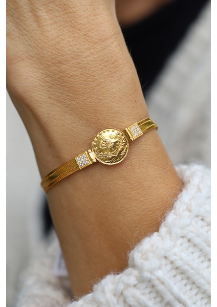 14 Ayar Altın Taş ve Trabzon Hasır Detaylı 22 Ayar Çeyrek Reşatlı Bileklik fiyatları