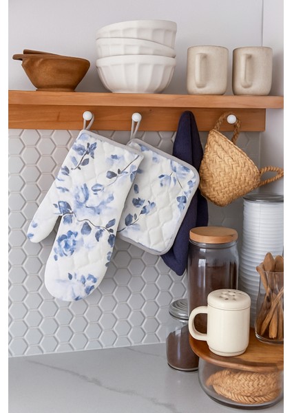 Çiçek Desenli Eldiven Tutaç