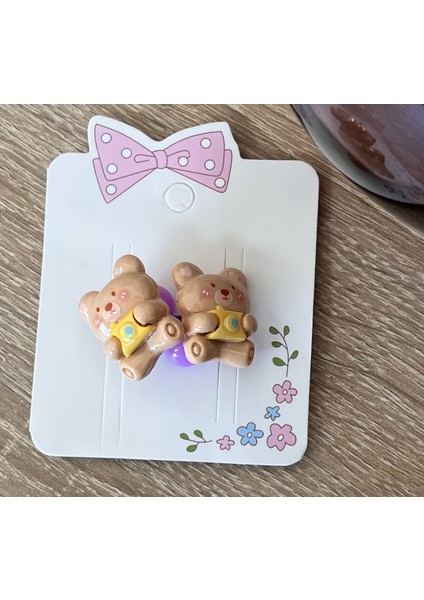 Ayıcık Figürlü Kız Çocuk Lastikli Sevimli Toka