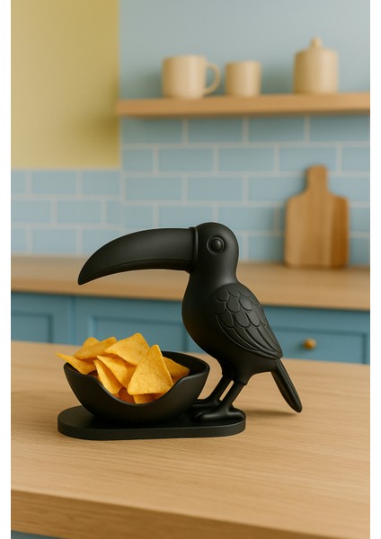 3D Siyah Kuş Figürlü Kuruyemiş, Kahve Yanı Sunum, Takı Organizeri, Anahtarlık Çok Amaçlı 15 x 12 cm fiyatları