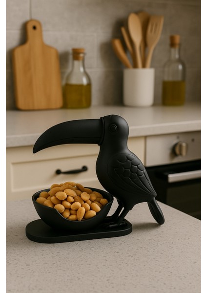 3D Siyah Kuş Figürlü Kuruyemiş, Kahve Yanı Sunum, Takı Organizeri, Anahtarlık Çok Amaçlı 15 x 12 cm indirimleri