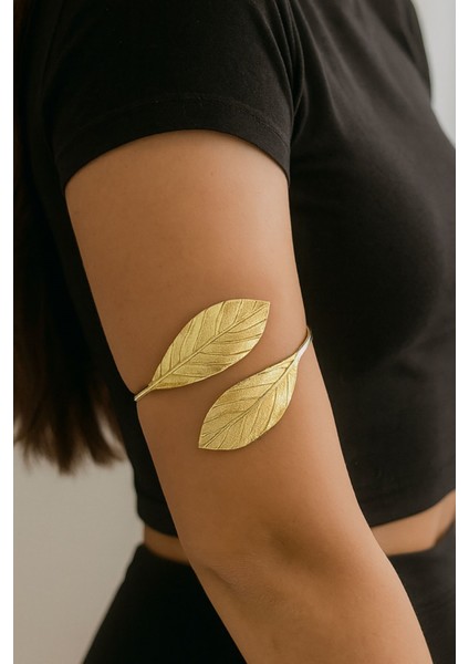 Gold 2'li Yaprak Pazu Bandı Üst Kol Bilekliği Ayarlanabilir