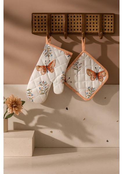 Kelebek Desenli Eldiven Tutaç