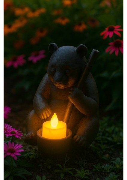 Dekoratif Tealight Mum Hediyeli Ayı Panda Tasarım Vegan