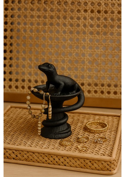 Dekoratif Tasarım Biblo Kertenkele Siyah Özel Hediye 15 x 10 cm modelleri