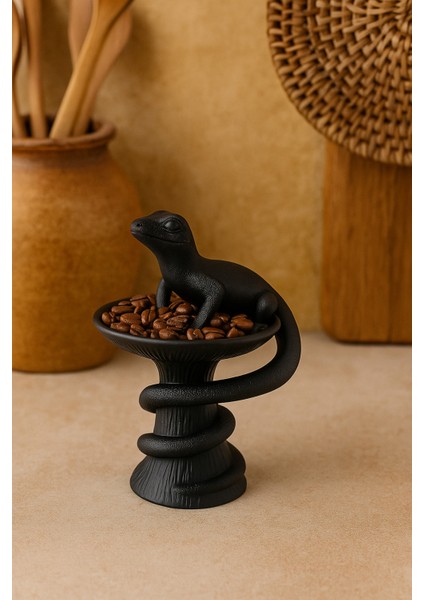 Dekoratif Tasarım Biblo Kertenkele Siyah Özel Hediye 15 x 10 cm