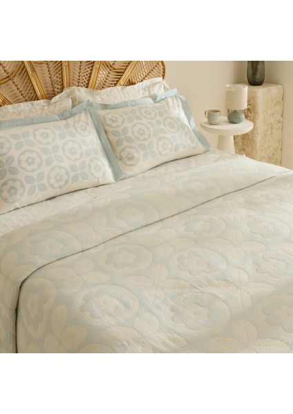 Shayla Mavi Baskılı Müslin Çift Kişilik Pike Takımı modelleri