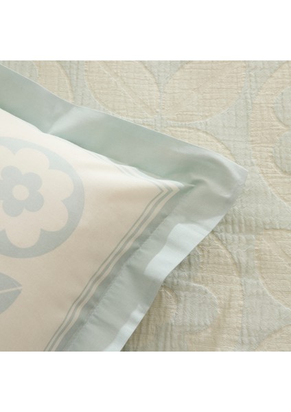 Shayla Mavi Baskılı Müslin Çift Kişilik Pike Takımı