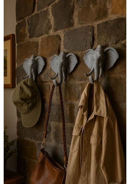 Dekoratif Bereket Fil Askılık Çok Amaçlı 3'lü Takım modelleri