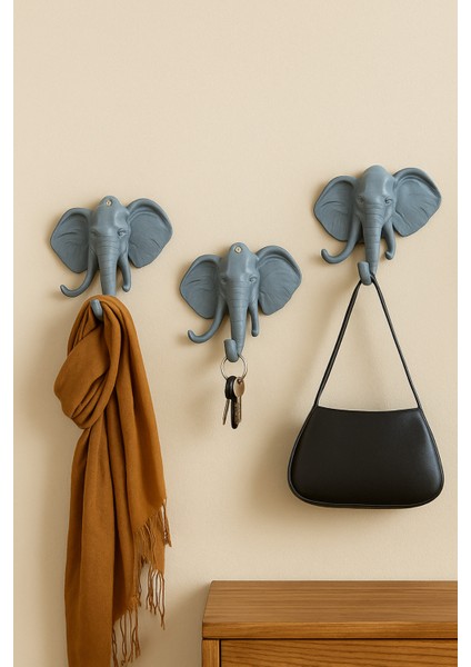 Dekoratif Bereket Fil Askılık Çok Amaçlı 3'lü Takım