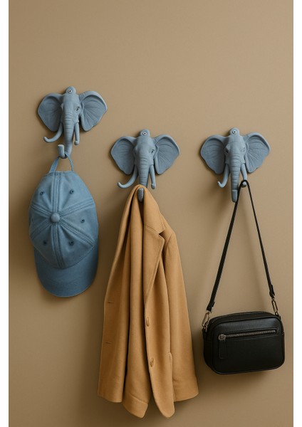 Dekoratif Bereket Fil Askılık Çok Amaçlı 3'lü Takım