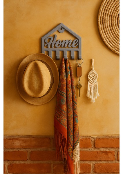 Dekoratif Açılır Kapanır Anahtar Askı Home Detay 15 x 15 cm