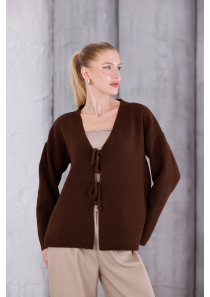 Bağlama Detaylı Dokulu Triko Hırka modelleri