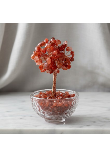 Akik Doğal Taş Cam Kaseli Tel Sarmalı Ağaç – Safnaturel (155 Gr)