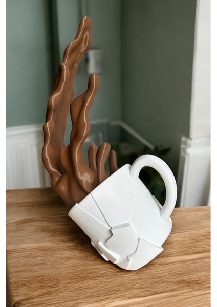 Dökülen Kahve Figürü Dekoratif Obje Biblo Kahve Sıcak Çikolata Figür Hediye ( Vegan Üretim )